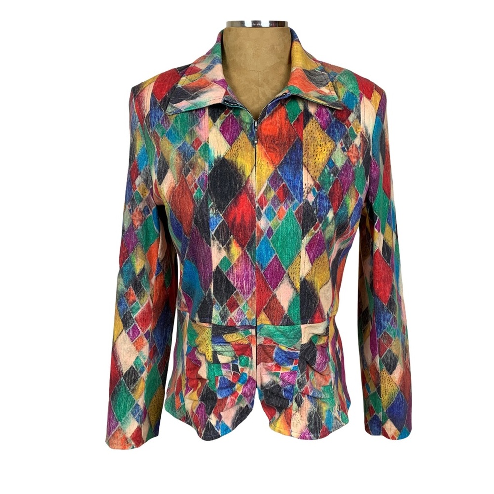 Canvasbacks Multicolor Diamond Block Blazer/Jacket - image 1